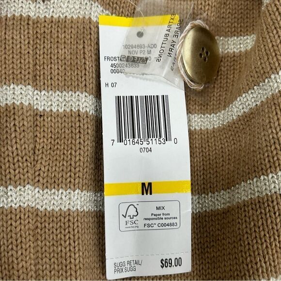 NWT Jones New York Turtleneck Women’s Medium Tan Gold Stripped Cuffed Sleeve - Picture 11 of 11
